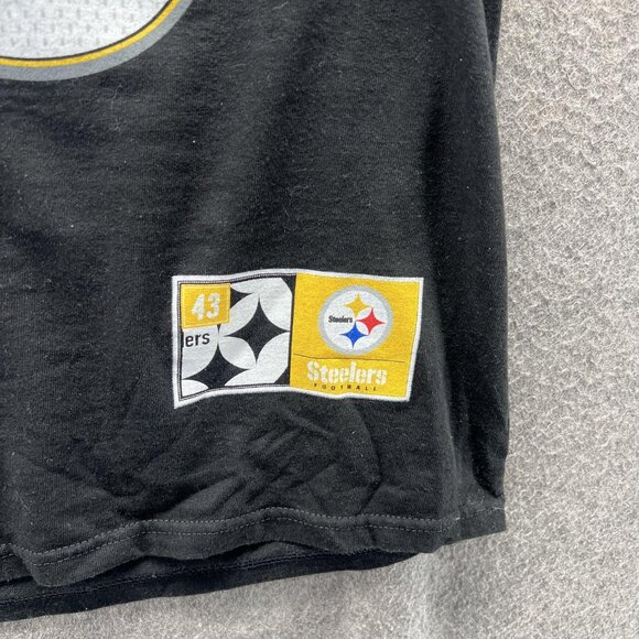 Pittsburgh Steelers Shirt Mens Medium Black NFL Football Polamalu 43 Majestic - Picture 5 of 10